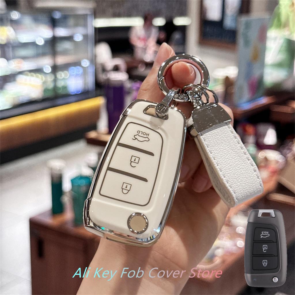 Key Fob Cover with Keychain Lanyard for For Hyundai Elantra Solaris I30 I35 I40 IX35 Sonata Santa Fe Tucson Verna Celesta Accent