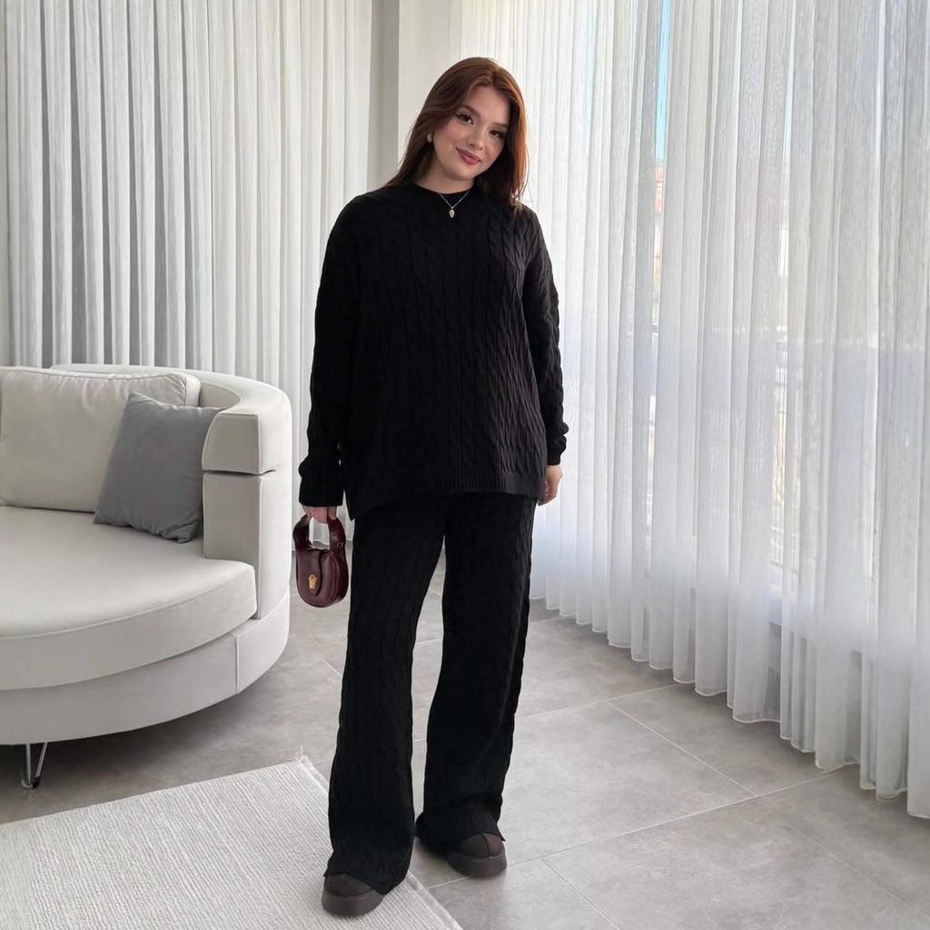 2025 Herbst Damen Strickpullover & Lange Hosen Set - Warm, Vielseitig & Lockerer Schnitt