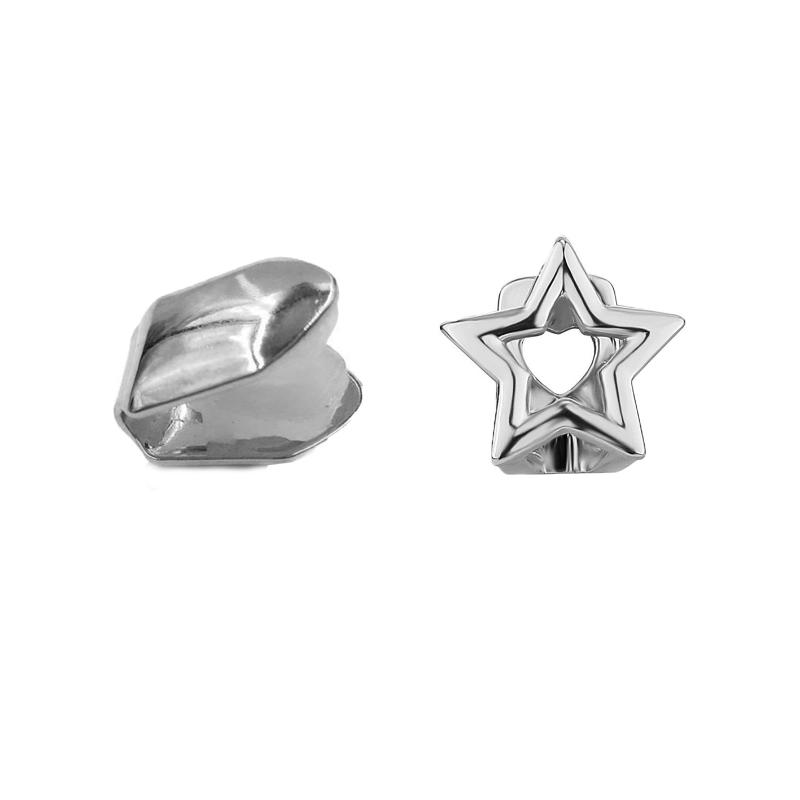 Y2K Punk Stern Grillz-Glänzender Hohl Pentagramm Zähne Schmuck mit Doppelzahn-Passform, Unisex Abnehmbares Mund-Accessoire für Partys