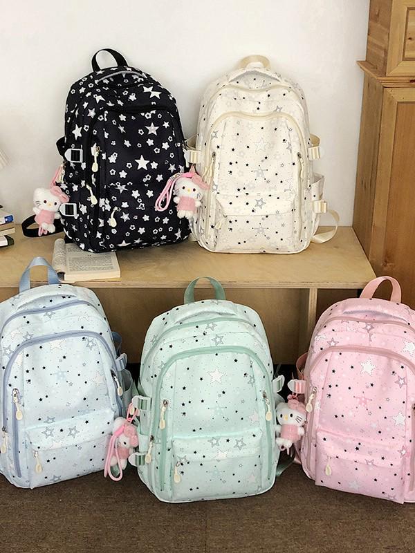 Japanese & Korean Style Backpack for Middle School Girls – Trendy Star Design, Ideal for School & Outings