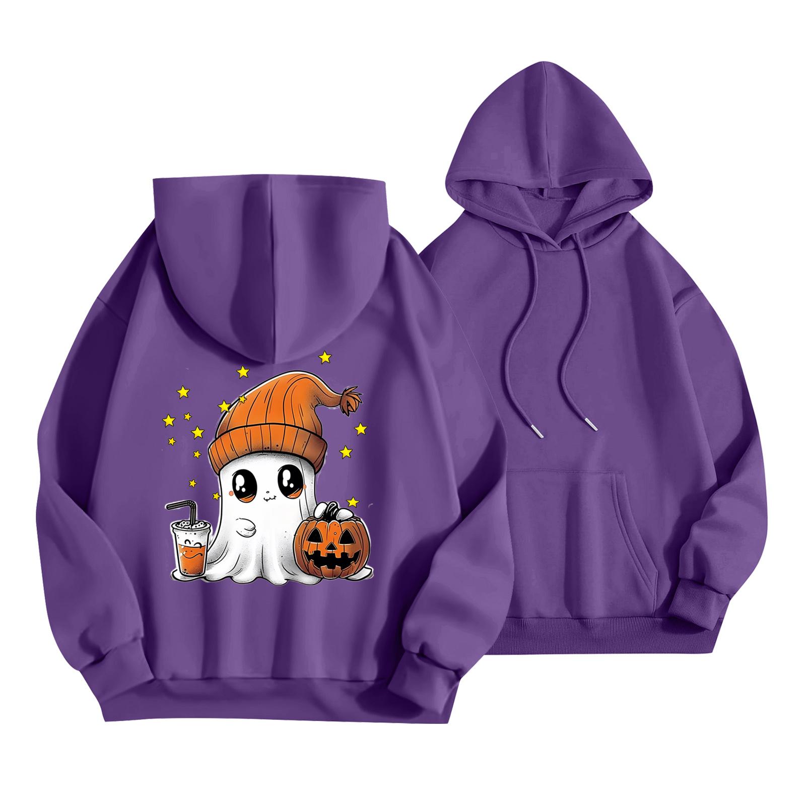 

Женская толстовка-пуловер с круглым вырезом и принтом, с капюшоном и завязками XL фиолетовый