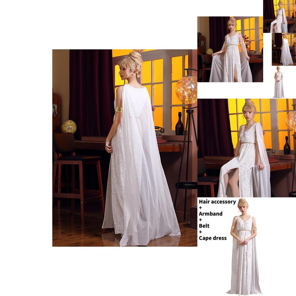 European Fantasy Costume For Women With Deep V Neck And Slit Skirt For Halloween Parties