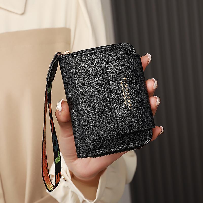 Women RFID Blocking Wallet Large Capacity Credit Card Holder Zipper Coin Purse Short Wallet Multi Card Organizer Wristlet чёрный