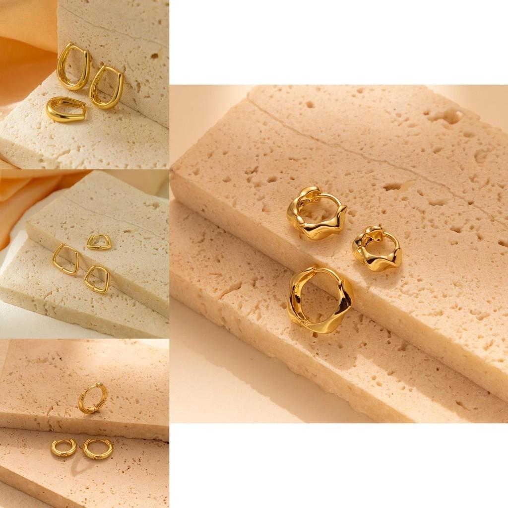 Elegant Geometric Shape Copper Clip-on Earrings Set 2023 Winter Fashion Jewelry