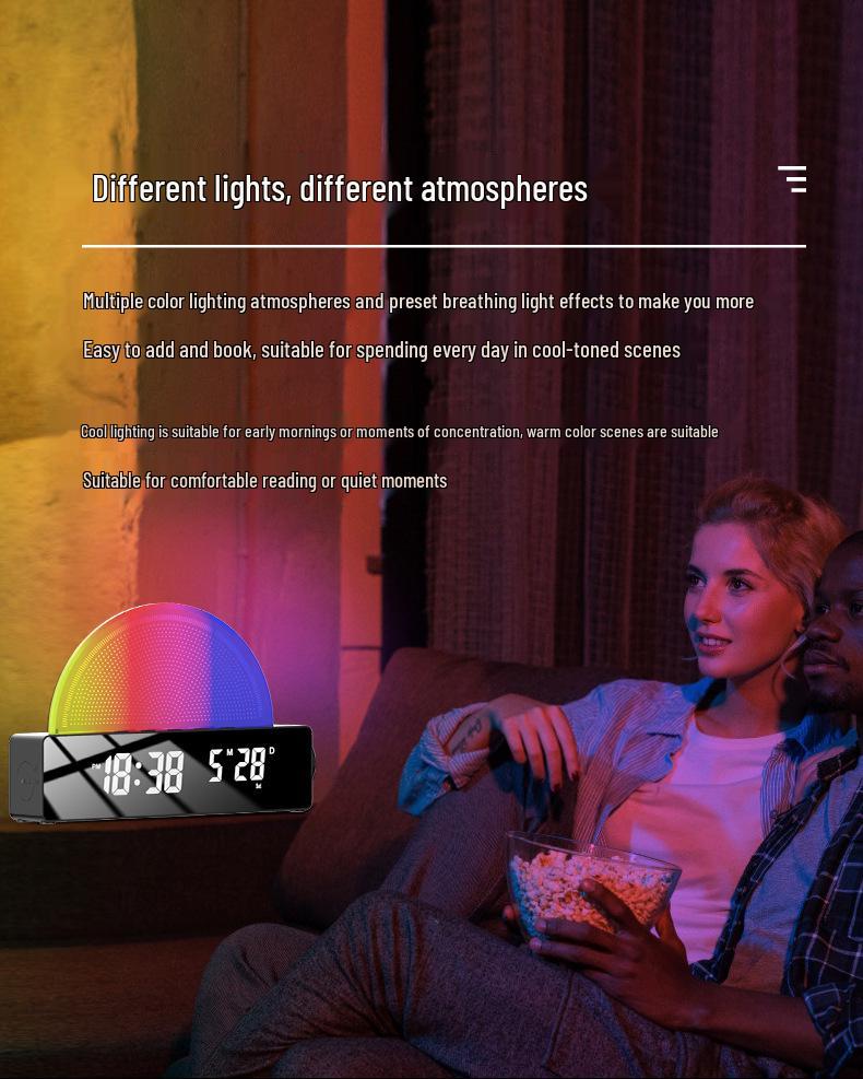 Sunrise LED Alarm Clock with Seven-Color Wake-Up and Sleep Light
