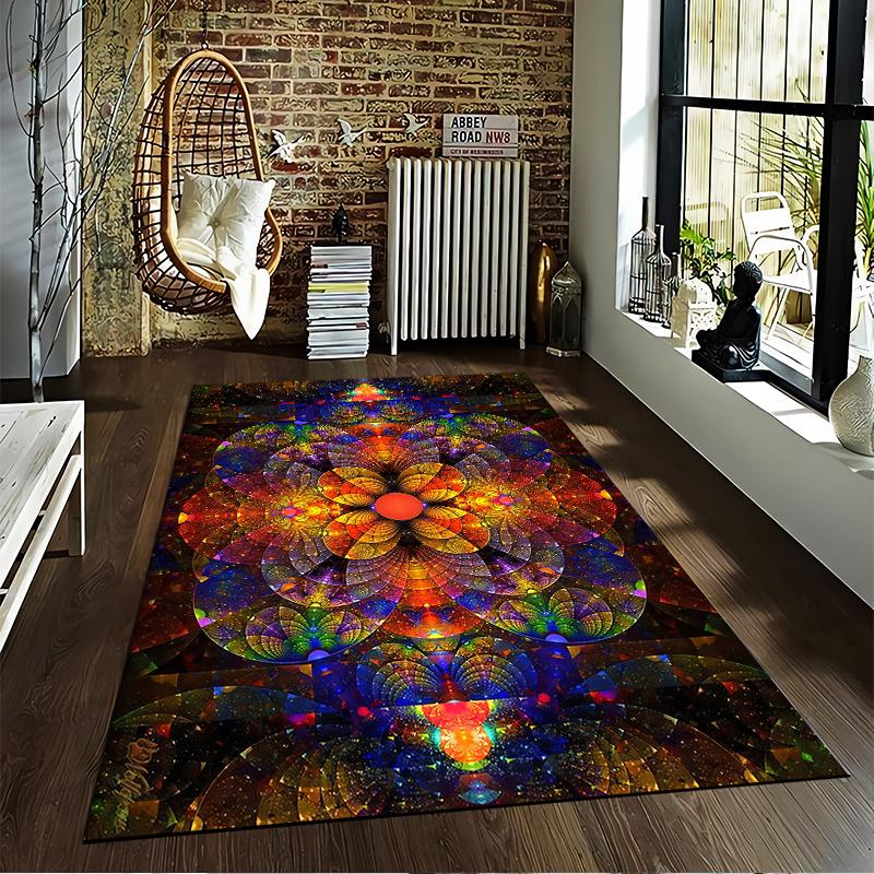 Colorful Mandala Galaxy Pattern Carpet Rug for Home Decoration Suitable for use as an anti-slip for living room bedroom sofas