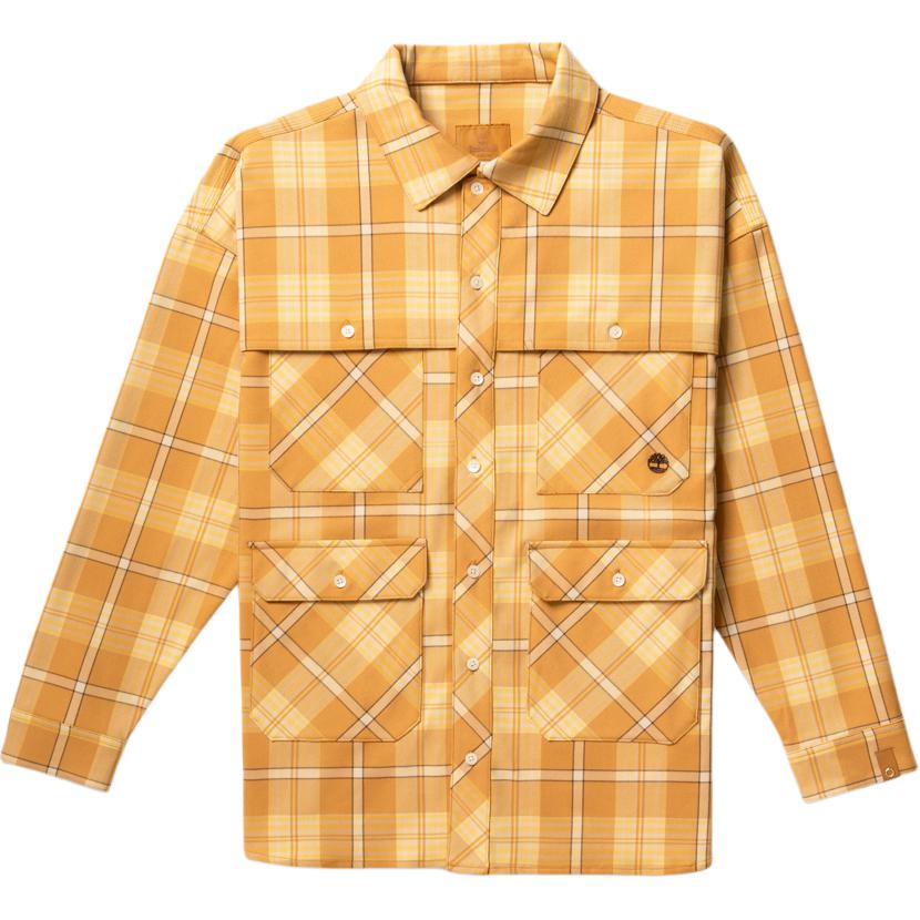 Timberland Plaid Print Single-Breasted Long Sleeve Shirt Men Shirts Yellow TB0A6FZ77631