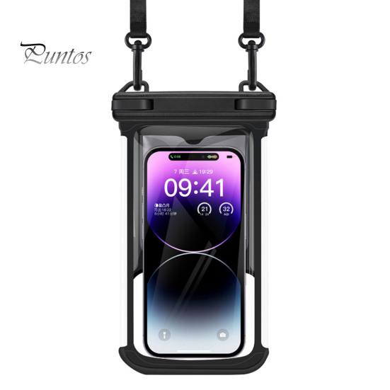 

Водонепроницаемый чехол для телефона с ремешком и сенсорным экраном. Прозрачный герметичный плавающий плавающий каякинг. Универсальный защитный чехол для мобильного телефона 5–7,7 дюймов. чёрный