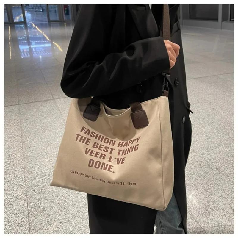 Multifunctional Chest Bag Fashion Trend Large Capacity Canvas Shopping Tote Bag Single Shoulder Bag Class Artistic Handbag 1Pc
