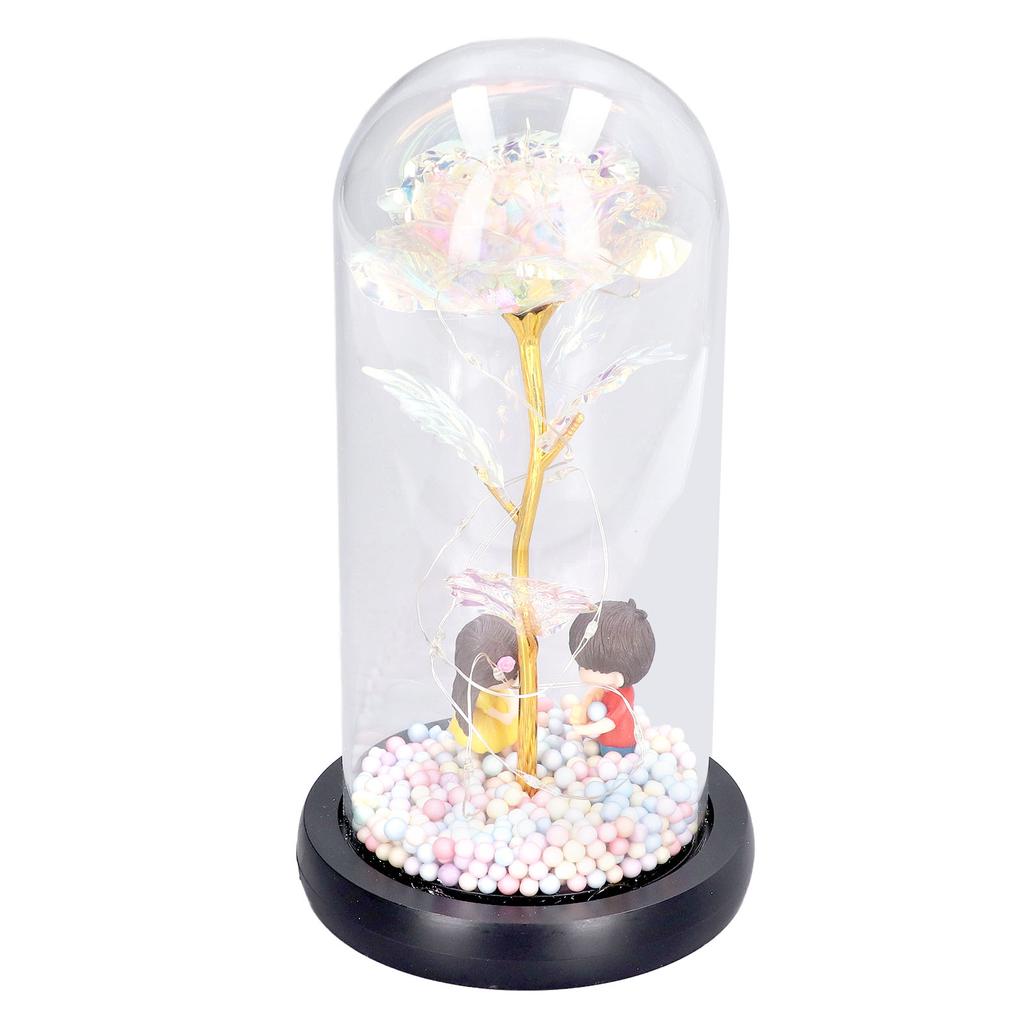 Szklana lampka nocna LED Romantyczna lampka nocna w kształcie róży Kolorowy prezent z kwiatem róży na Walentynki na ślub