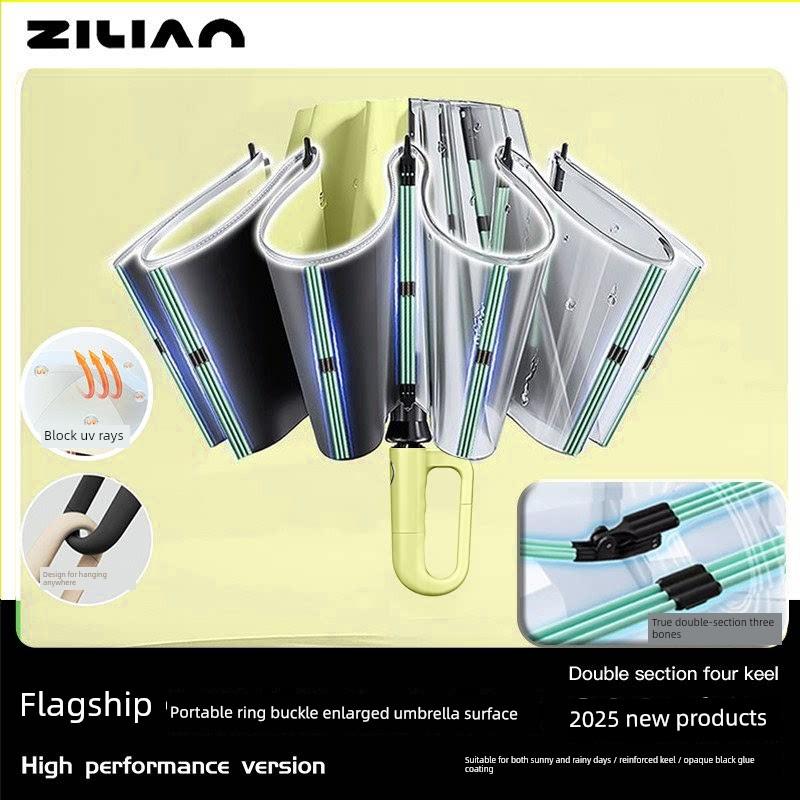 Large Automatic Umbrella for Women, Dual-Purpose for Sun and Rain, with Hook, Foldable, Wind-Resistant, Sunshade for Men, Uv Protection