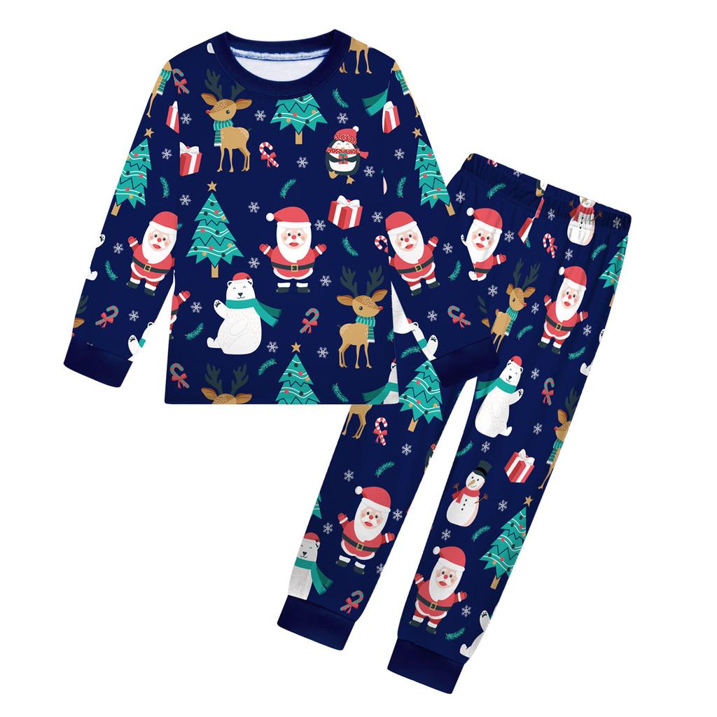 

Дитячий Хлопчик Дівчинка Мультяшний Дід Мороз Ялинка Принт З Довгим Рукавом Футболка Топ Штани Штани Одяг Комплект 140cm