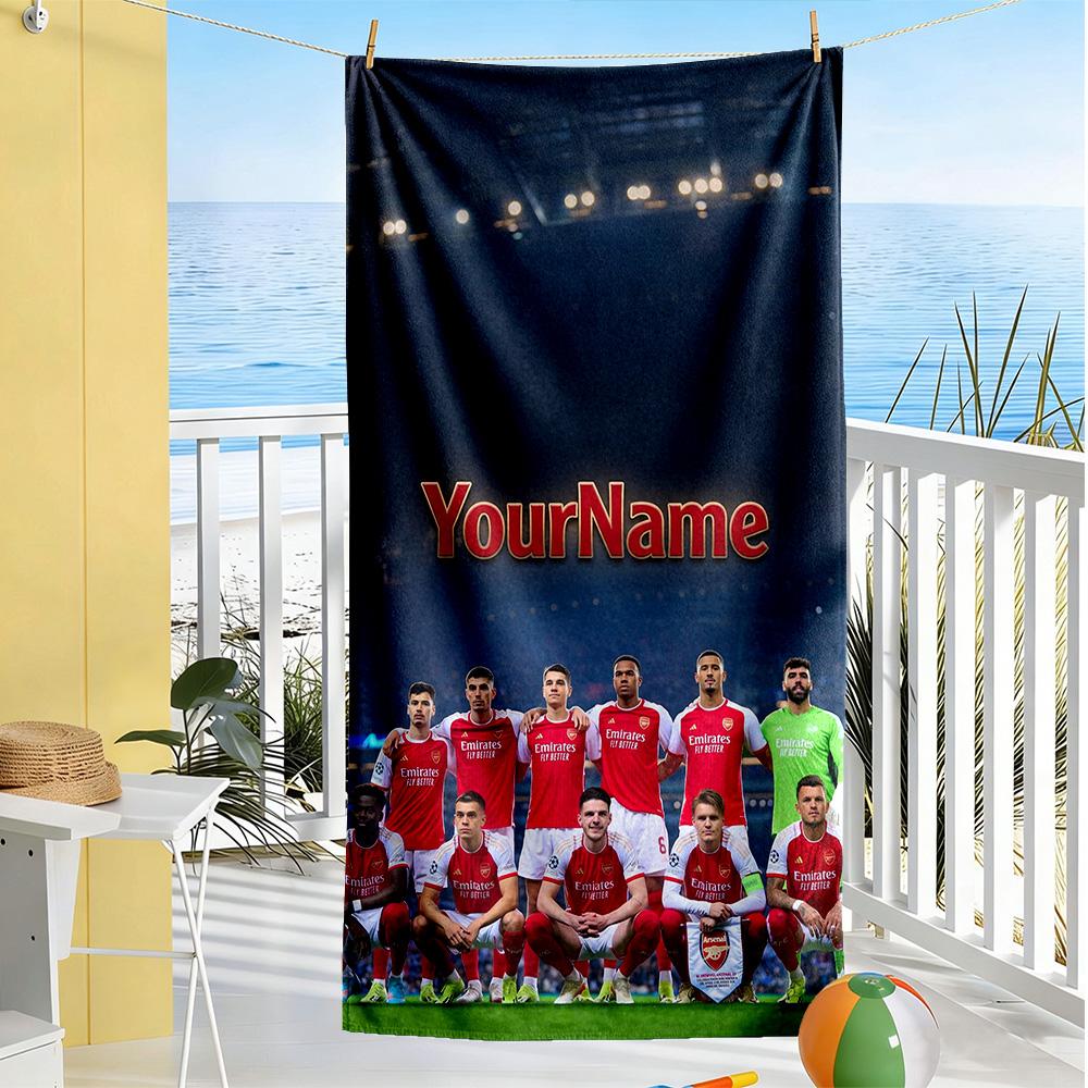 Arsenal Customize Your Name Beach Towel Super Soft & Absorbent Perfect for Traveling Yoga Camping and Swimming