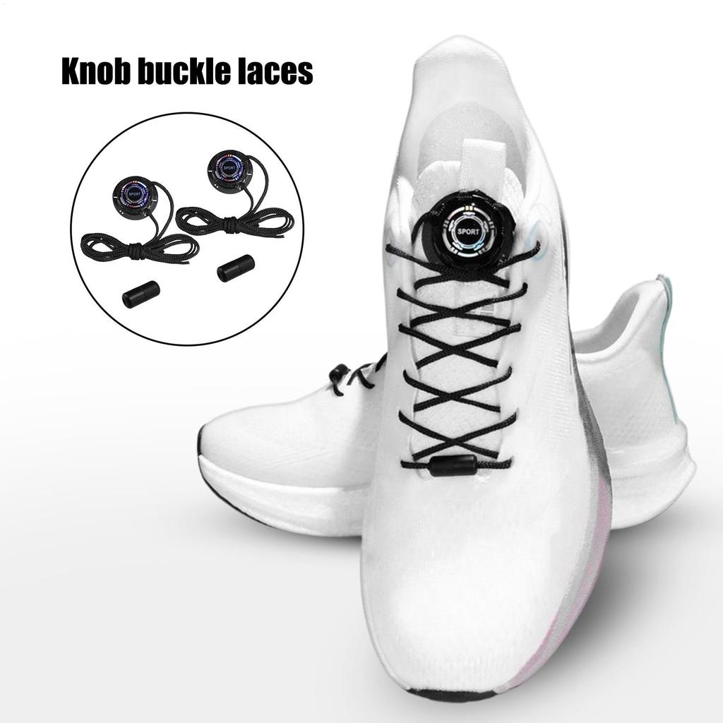 Shoe Laces for Sneakers No Tie Automatic Lock Rotating Buckle String Knob Style Shoe Laces for Men Women Youth Adults Travel