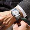 Orologio al quarzo luminoso in stile svizzero - Impermeabile, Cinturino in acciaio, Funzione calendario, Design business unisex.