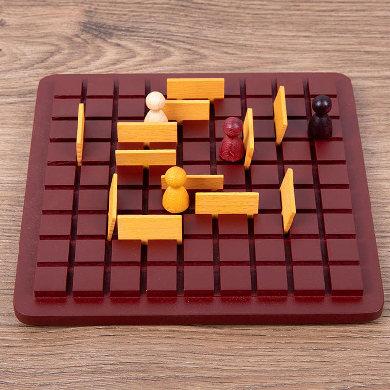 Wooden Checkers Board Game Two-Player Interception Game Set Travel Portable Chess Game Sets Wooden Checkers Pieces Chess Board