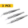 1/3PCS Ceramic Straight Tip Electronic Soldering Tweezers, Anti-Static Reverse Acid Resistant Precision Chuck Ceramic Tweezers