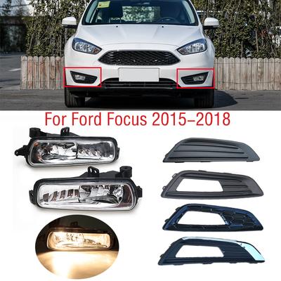 Farol de neblina para Ford Focus MK3 2015 2016 2017 2018 Farol de neblina dianteiro DRL Farol de direção diurna Tampa Moldura Capô Grade