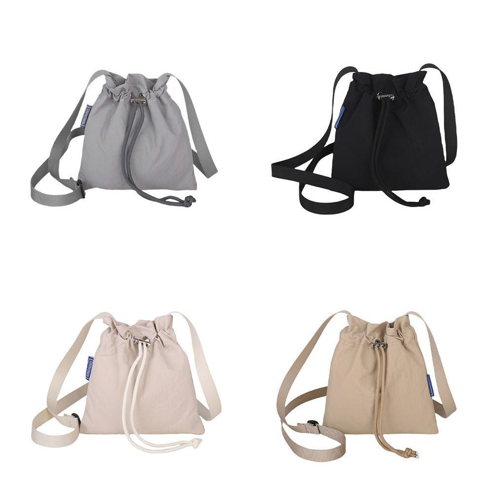 Korean Style Nylon Shoulder Bag Crossbody Bag Mobile Phone Bag Drawstring Bucket Bag Outdoor