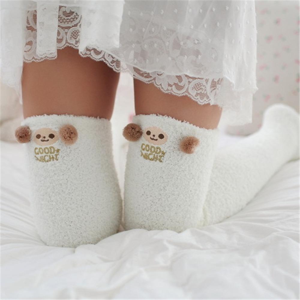 Cartoon Kälbchen Schnee Socken Gestreifte Winterstrümpfe Damen Korallenfleece Strümpfe Kinder Strumpf
