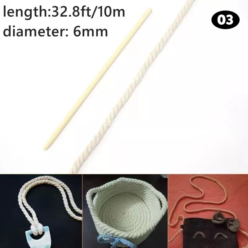 2/5/10m Three-Strand Braided Cotton Rope Handmade Natural Beige Cord Twisted String DIY Knitting Wall Hangings Craft Material