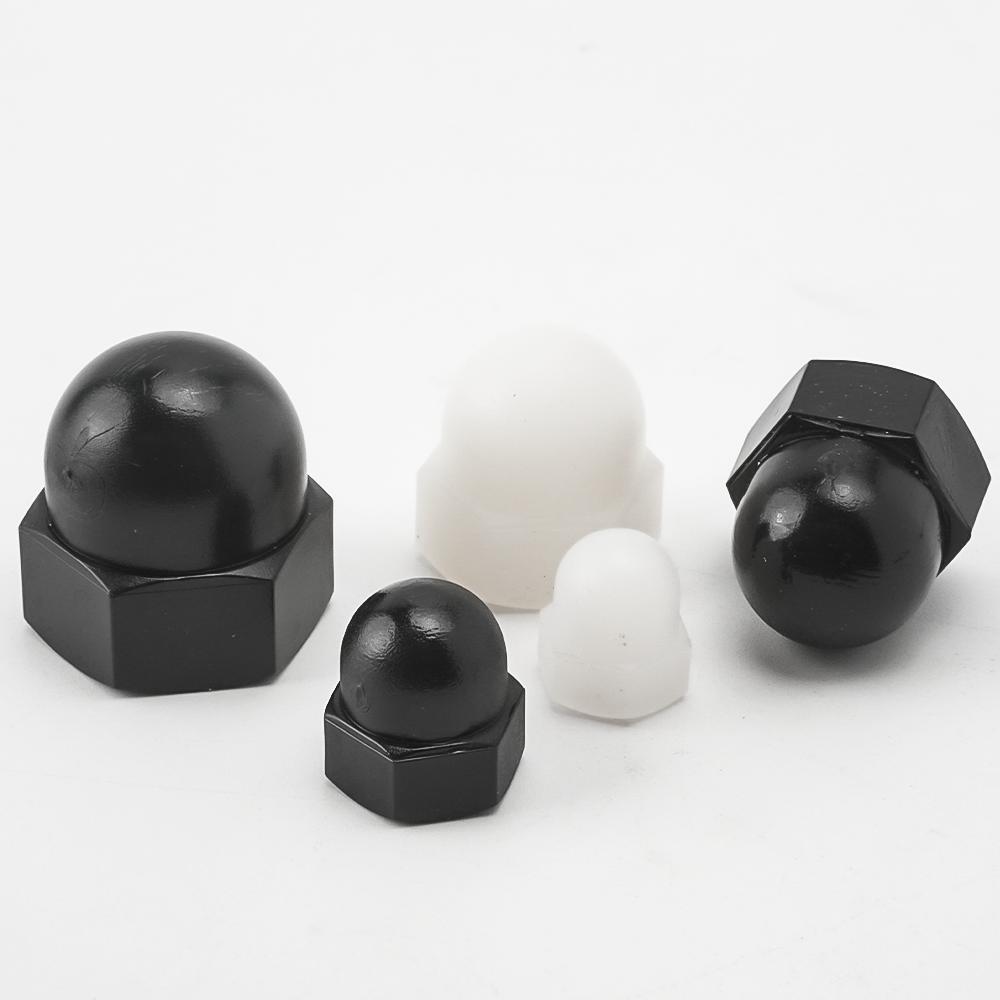 5-100 Stück Nylon Sechskant-Kuppelmutter M3 M4 M5 M6 M8 M10 M12 M14 M16 M18 Schwarz/Weiß Kunststoff Sechskant-Abdeckkappe Muttern Nylon Acorn Sechskantmutter