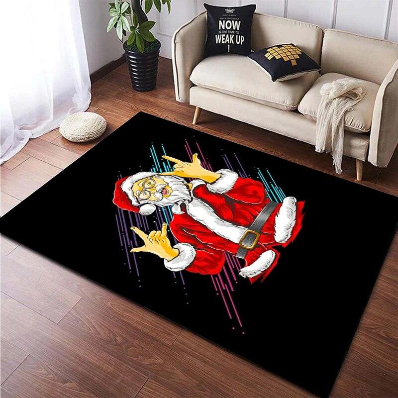 Weihnachten HD-bedruckter großer Teppich, Teppich für Wohnzimmer, Schlafzimmer, Sofa-Dekoration, rutschfeste Fußmatten, Dropshipping Alfombras