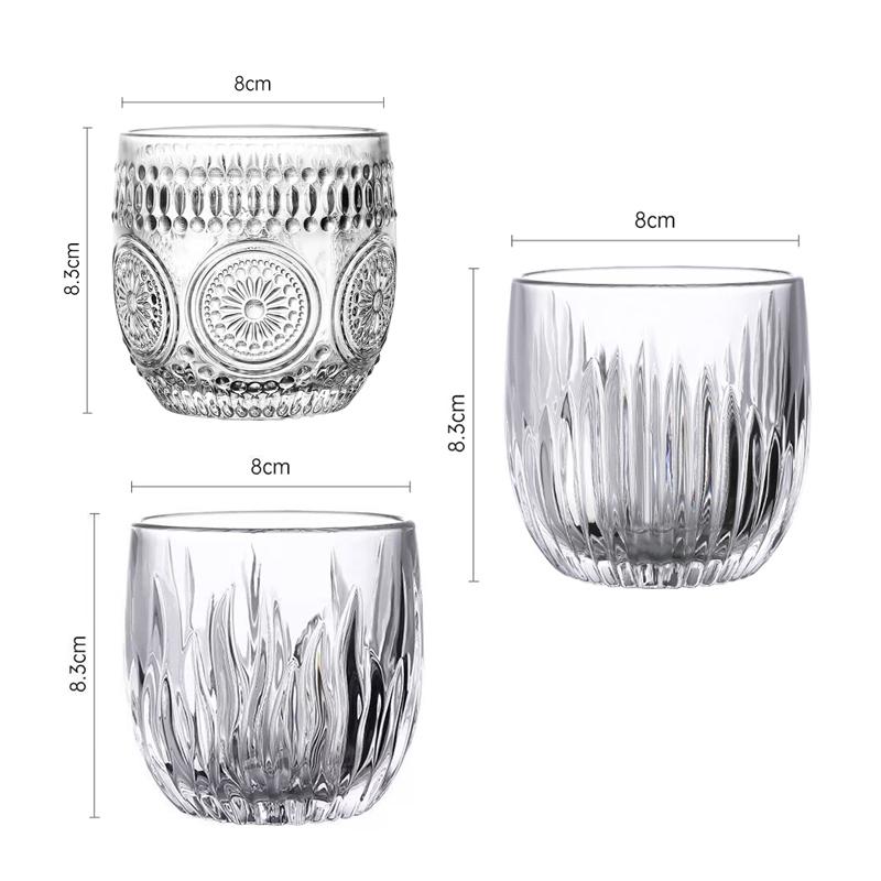 260ml Creative Whiskey Glass Exquisite Glassware Flame Vertical Pattern Wine Glass Bar Cocktail Glass Latte Coffee Mug Drinkware