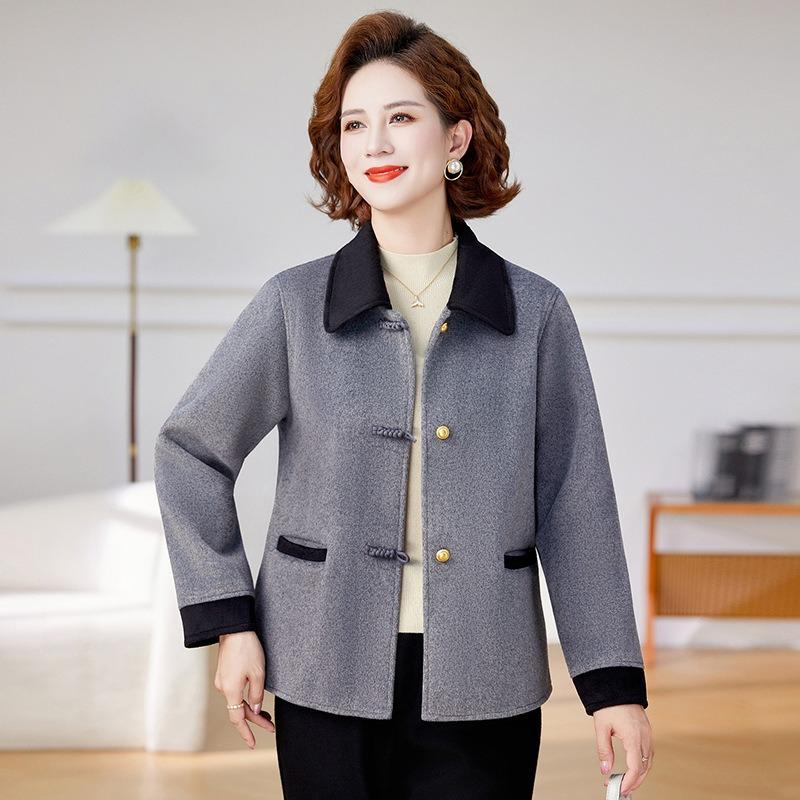 

Short double-sided woolen jacket, autumn and winter women s lapel and cotton warm woolen top 6XL (recommended 155-85kg)