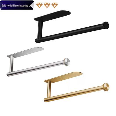 Stainless Steel Self-Adhesive Black Paper Towel Holder – Nail-Free, Drill-Free, Wall-Mounted