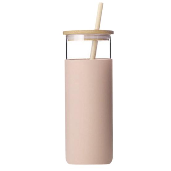 500ml Water Cup with Lid Shatterproof Glass Assorted Iced Coffee Tumbler Straw Bottle Home