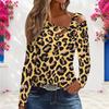 Women Plus Size White Pink Leopard Print Asymmetric Cutout Cold Shoulder Long Sleeve Shirt