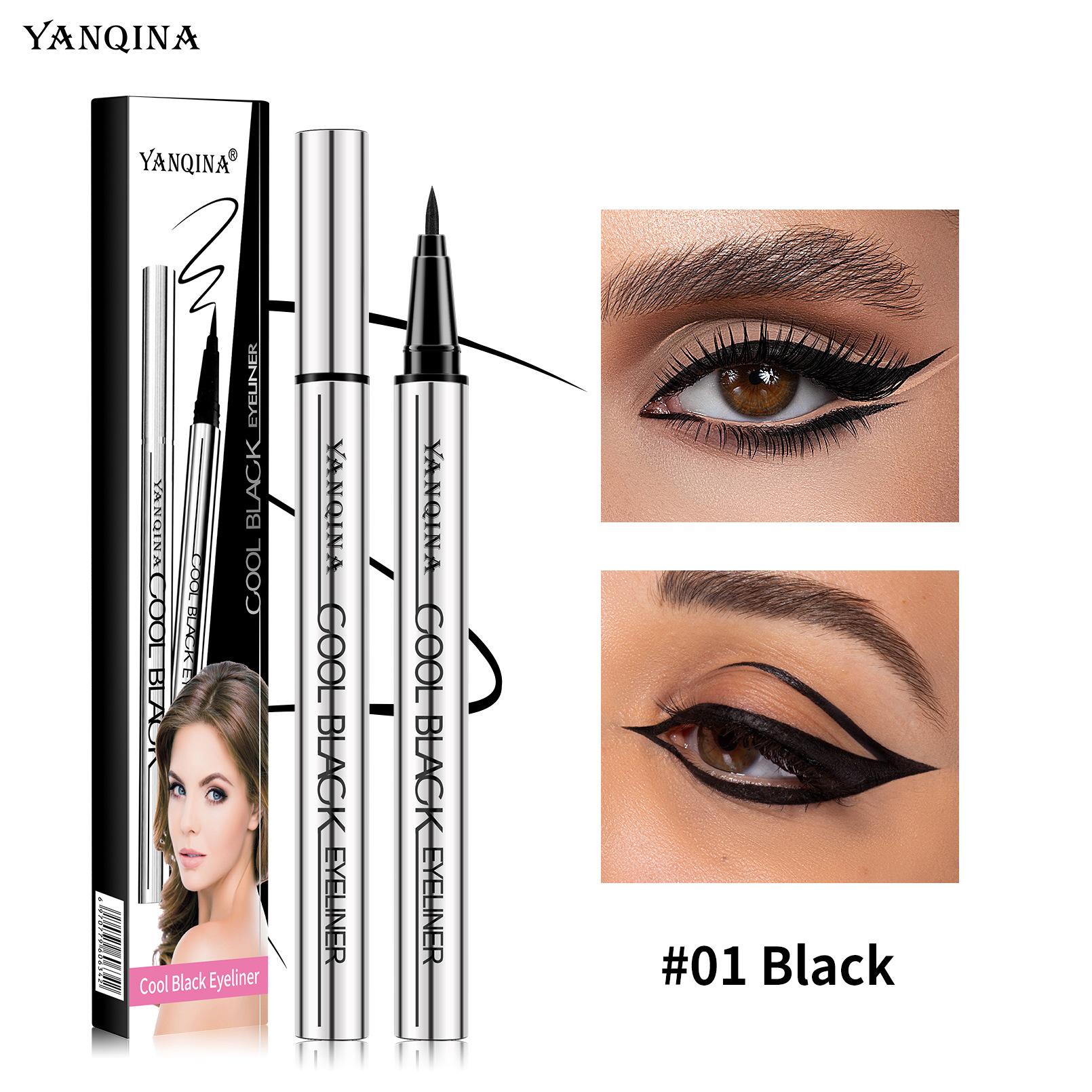 Cool Black Eyeliner Pen, Quick-Drying, Waterproof, Makeup-Holding, Non-Smudging Eyeliner Makeup 1g*3pcs