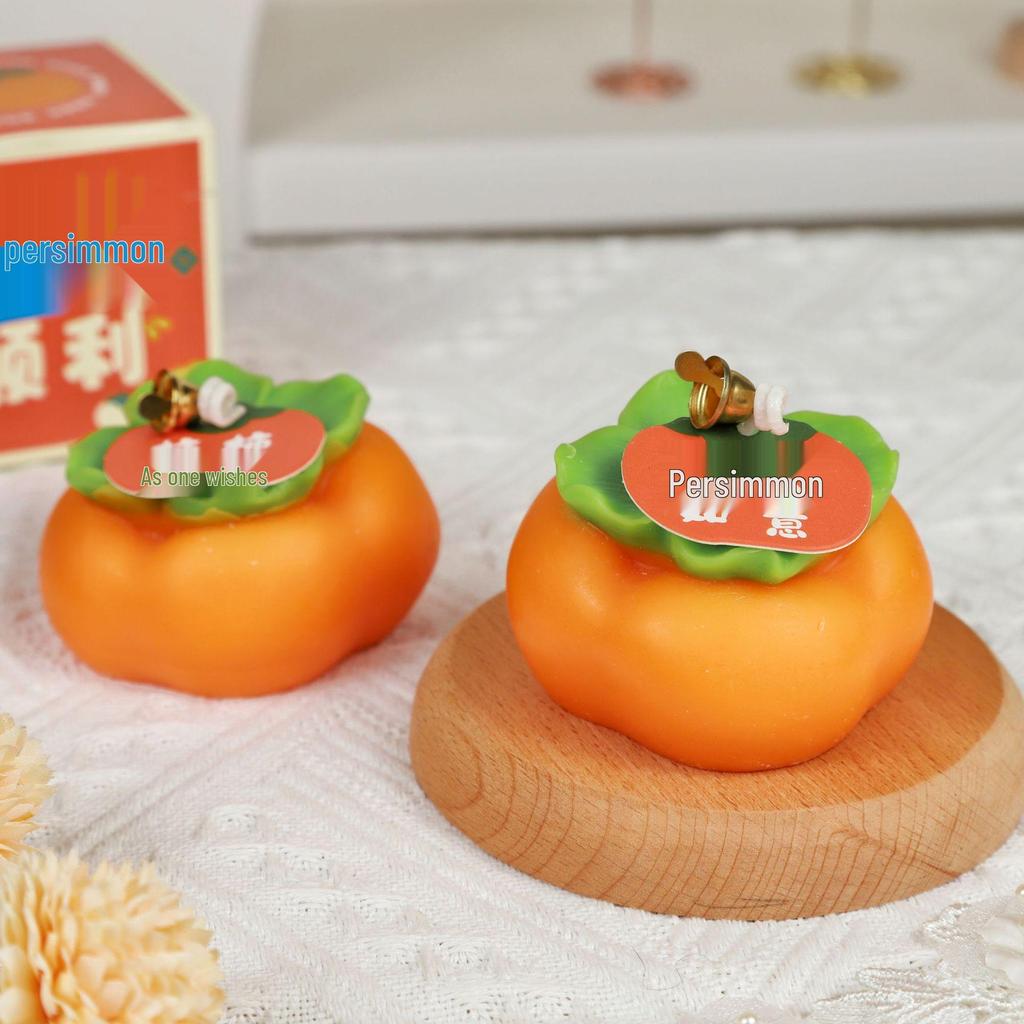 Persimmon Ruyi Creative Candlestick: Auspicious Home Decor & Wedding Souvenir