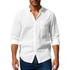 Men's  Fashion Loose Shirts  Linen Open  Breathable Solid Color Slim Fit Men Shirts