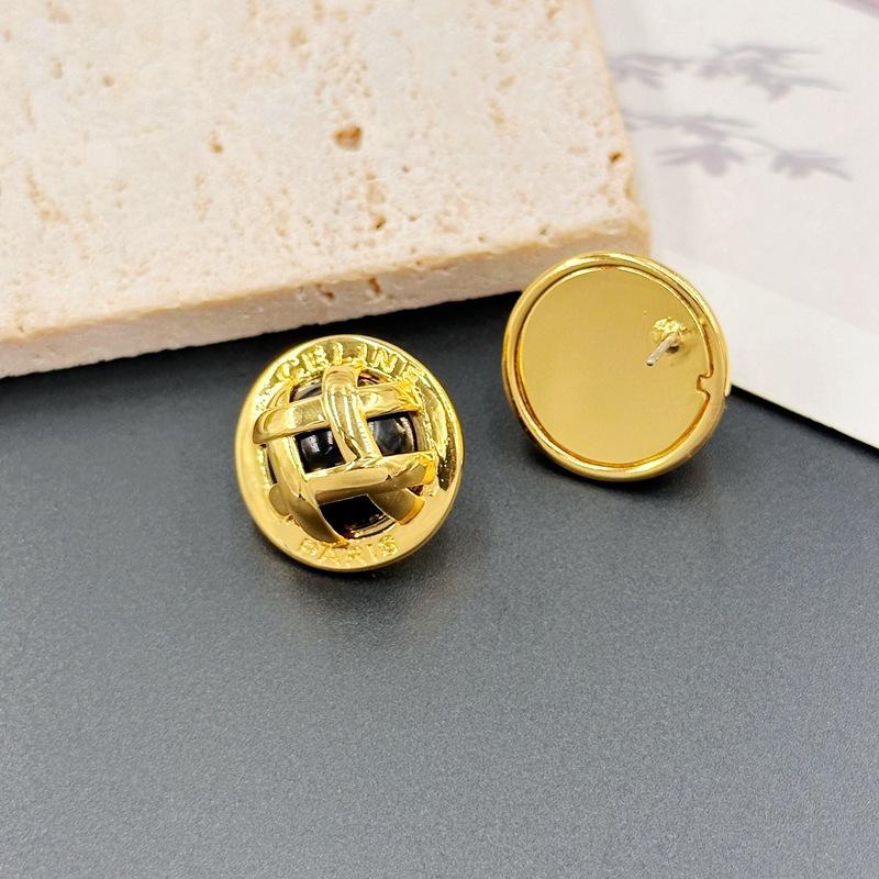 Vintage Hollow Compact Button Contrast Earrings Premium Sense Women'S Stud Earrings