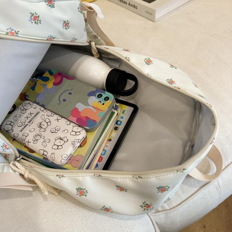 High Value Small Fresh Floral Girl Student Backpacks College Style Large Capacity Nylon Schoolbag College Students Teenagers Going Out Travel Rucksack