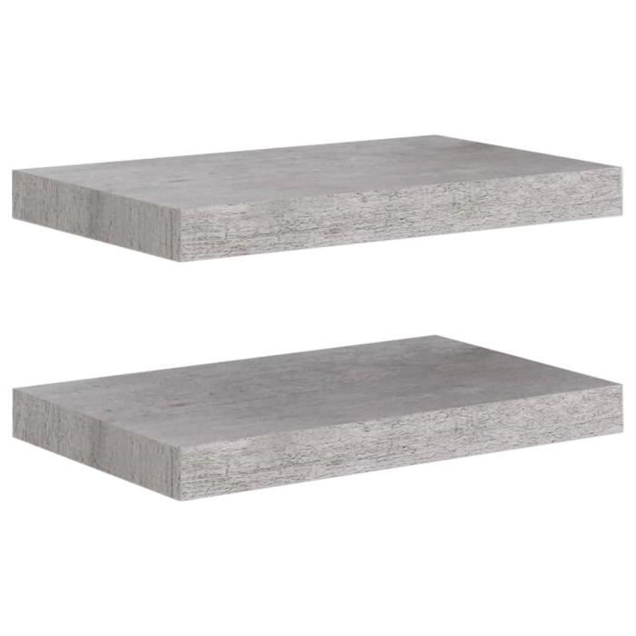 VidaXL Étagères murales flottantes 2 pcs Gris béton 40x23x3,8 cm MDF