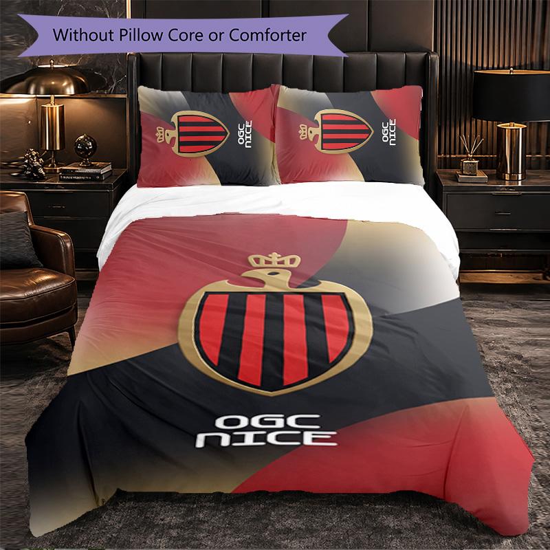 OGC Nice FC Themed Bedding 3Pcs Duvet Cover Set Decorative Bed Linen For Teen Room Home Decoration