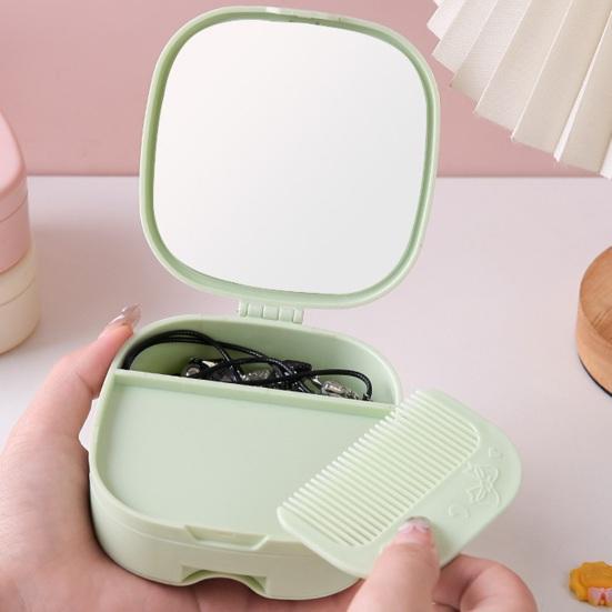 Travel Jewelry Case with Mirror And Comb Portable Compartmented Jewelry Storage Box Mini Jewelry Organizer for Women Earrings Small Accessories