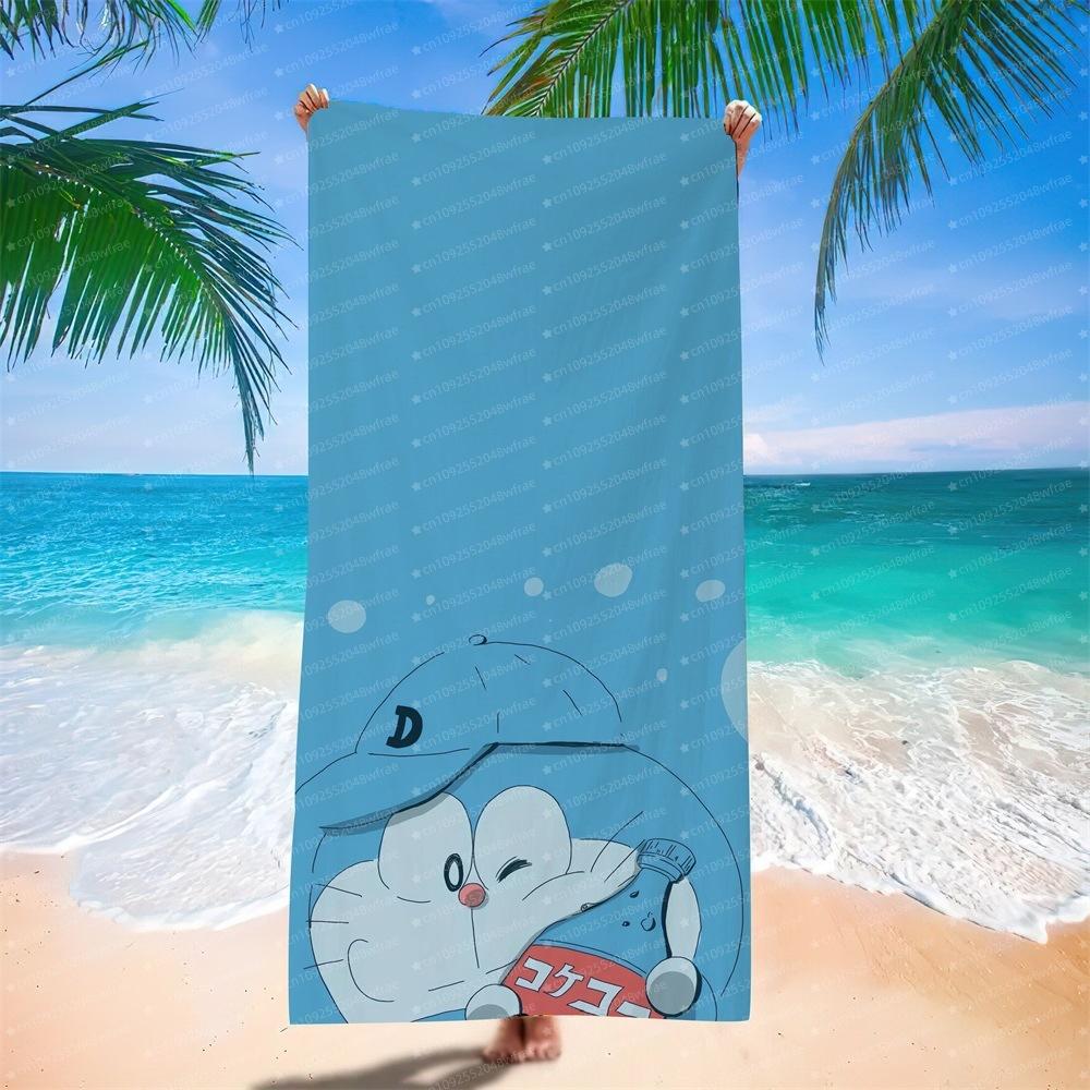 Doraemon Beach Towel Cartoon Cute Printed Bath Towel Microfiber Robotic Cat Swimming Quick Dry Comfortable Soft Beach Towel