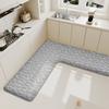 Kitchen L-shaped Flannel Floor Mats Absorbent Oil and Water Foot Mats Thick Non-slip Dirt-resistant Carpet Anti-fall Mat