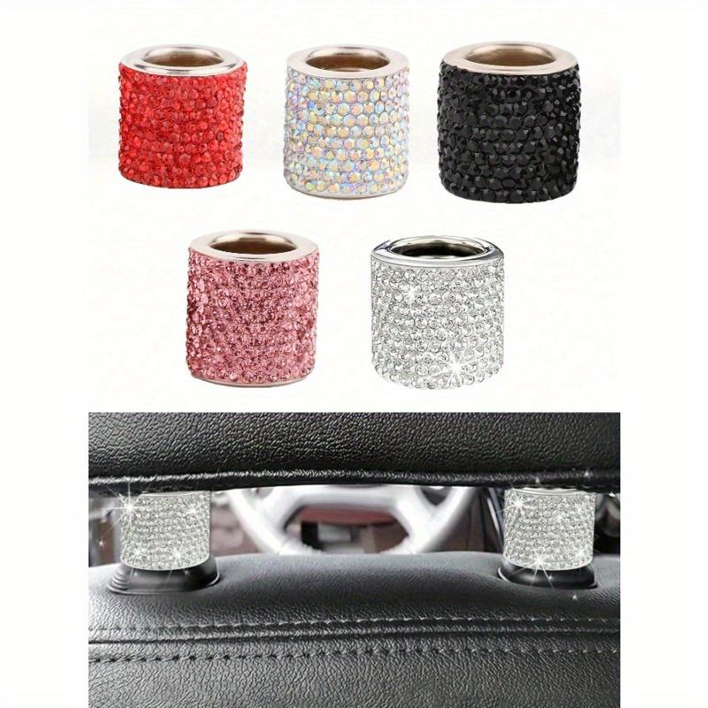 2pcs/Set Rhinestone Decorated Car Headrest Rings, Universal Seat Connector Decorative Rings
