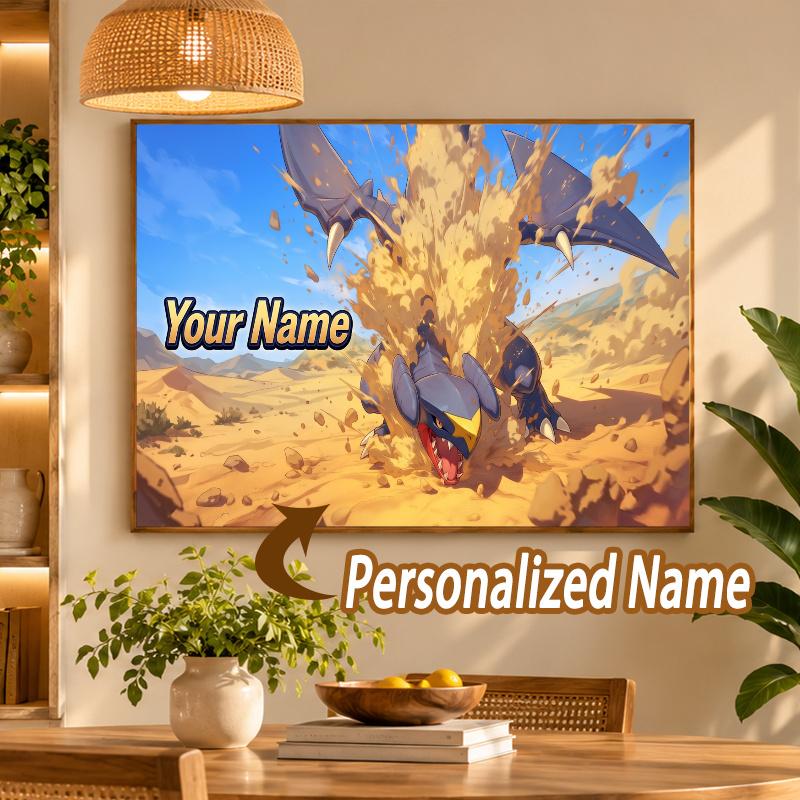 Garchomp Custom Name Diamond Painting Personalized 5D Full Drill DIY Diamond Art Home Decor