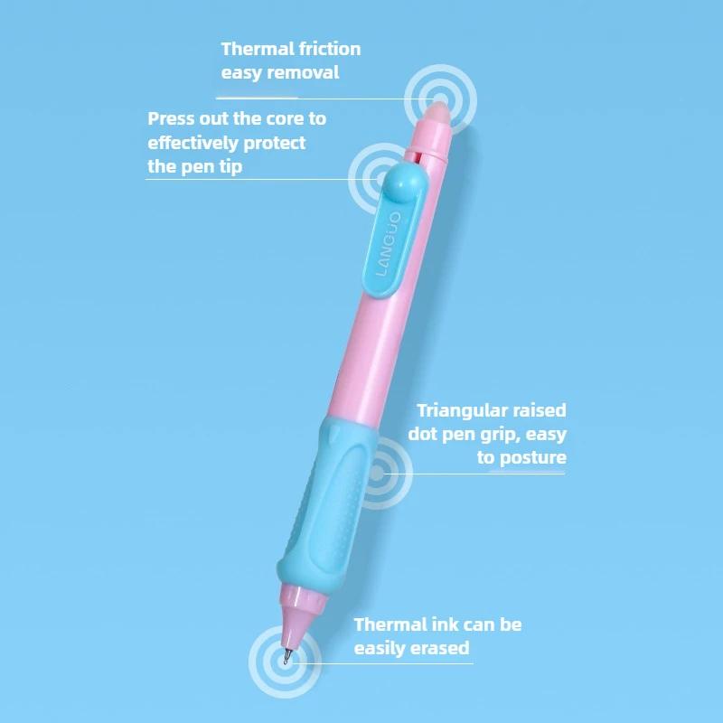 LANGUO ST Tip Retractable Gel Pen for Kids Ergonomic Grip Writing Friction Erasable Blue Black Ink Stationery School Supplies