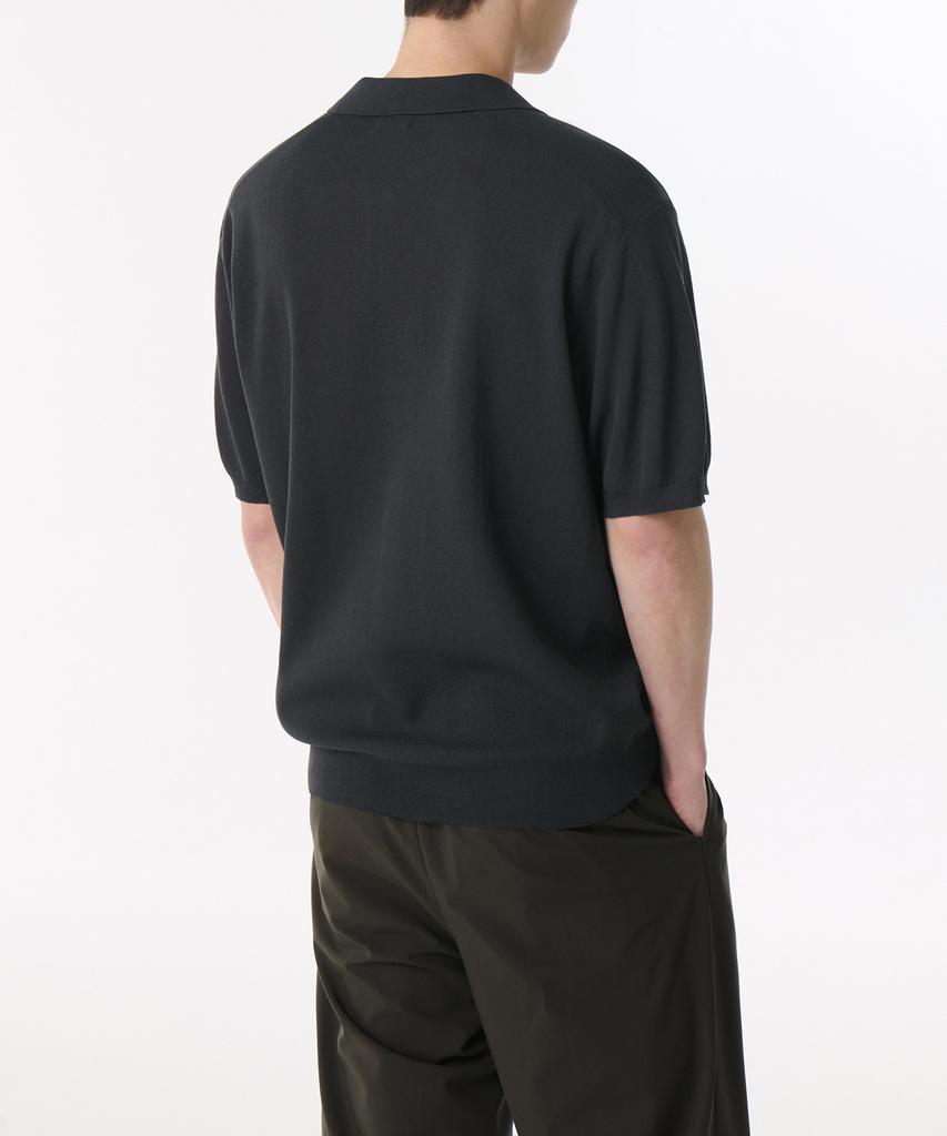 MUSINSA STANDARD Cool Touch Slit Neck Knitted Polo Shirt [Dark Grey]