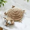 Creative Woven Frog Coaster Non-Slip Knitted Animal Mat Convenient Water Cup Mat  Restaurant Table
