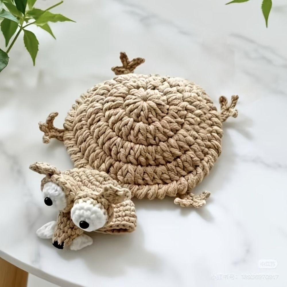 Creative Woven Frog Coaster Non-Slip Knitted Animal Mat Convenient Water Cup Mat  Restaurant Table