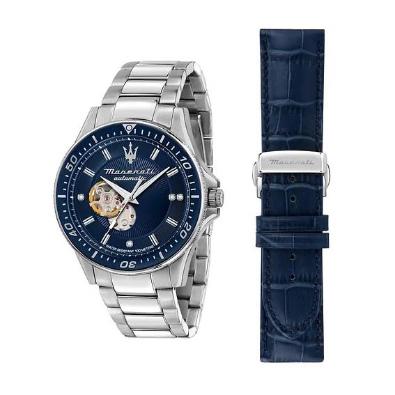 Maserati Sfida Diamond Open Heart Dial Automatic R8823140007 100M Мужские часы синий
