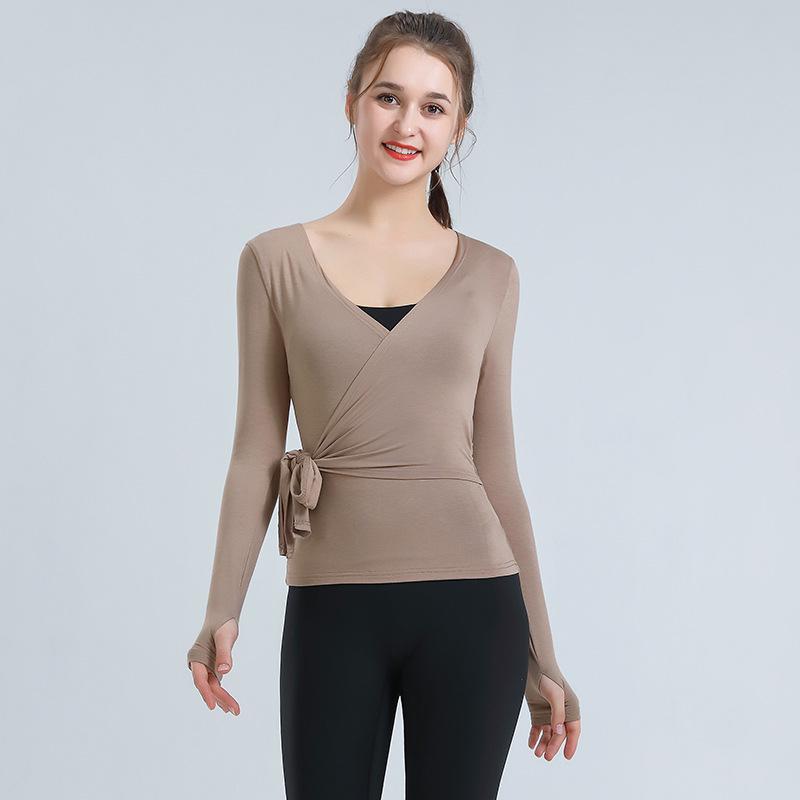 

Женский быстросохнущий топ для йоги с длинным рукавом, весна/лето 2024 Small хаки